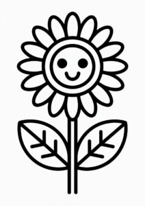 Simple Sunflower Coloring In 1