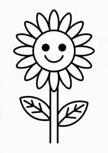 Simple Sunflower Coloring In 6