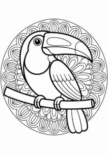 Simple Toucan Coloring Page Mandala 1