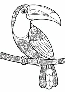 Simple Toucan Coloring Page Mandala 2