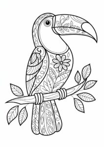 Simple Toucan Coloring Page Mandala 3