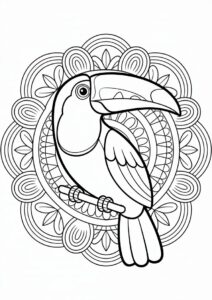 Simple Toucan Coloring Page Mandala 4