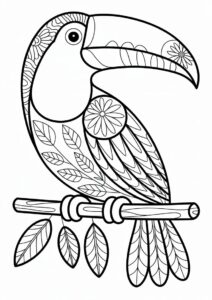 Simple Toucan Coloring Page Mandala 6