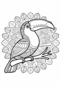 Simple Toucan Coloring Page Mandala 7