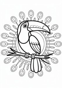Simple Toucan Coloring Page Mandala 9