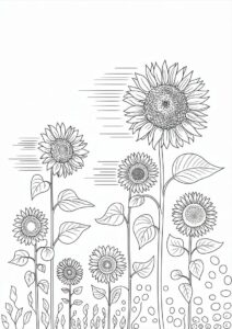 Sunflowers Blowing In The Wind For Coloring 5