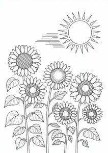 Sunflowers Blowing In The Wind For Coloring 8