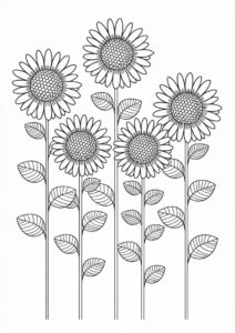 Tall Standing Sunflowers Coloring Sheet 10