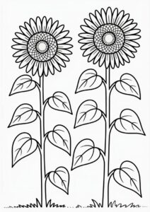 Tall Standing Sunflowers Coloring Sheet 11