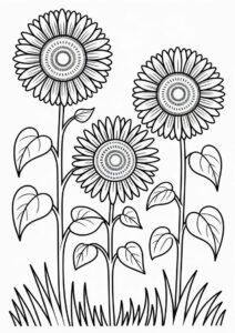 Tall Standing Sunflowers Coloring Sheet 12