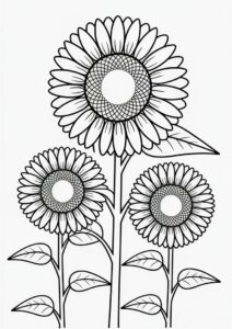 Tall Standing Sunflowers Coloring Sheet 5