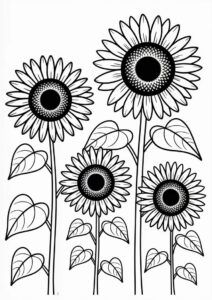 Tall Standing Sunflowers Coloring Sheet 6