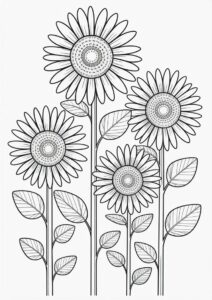 Tall Standing Sunflowers Coloring Sheet 9