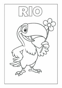 Toucan Coloring Page From Rio Displaying Wings For Kids 1
