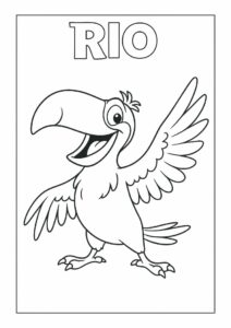 Toucan Coloring Page From Rio Displaying Wings For Kids 3