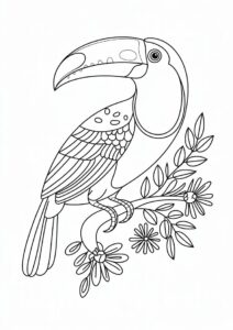 Toucan Coloring Page With Detailed Beak And Wings 10