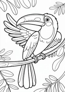 Toucan Coloring Page With Detailed Beak And Wings 12