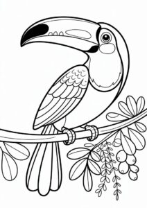 Toucan Coloring Page With Detailed Beak And Wings 13