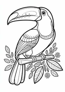 Toucan Coloring Page With Detailed Beak And Wings 15