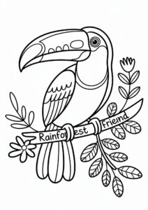 Toucan Coloring Page With Detailed Beak And Wings 16