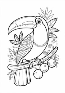 Toucan Coloring Page With Detailed Beak And Wings 2