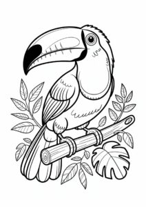 Toucan Coloring Page With Detailed Beak And Wings 3