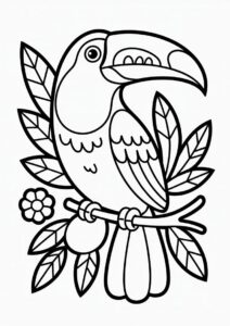 Toucan Coloring Page With Detailed Beak And Wings 4