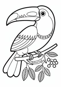 Toucan Coloring Page With Detailed Beak And Wings 5