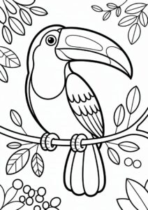 Toucan Coloring Page With Detailed Beak And Wings 7