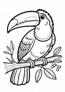 Toucan Coloring Page With Detailed Beak And Wings 9
