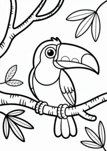 Toucan Coloring Page With Large Eyes For Preschoolers 1