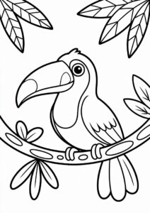Toucan Coloring Page With Large Eyes For Preschoolers 2