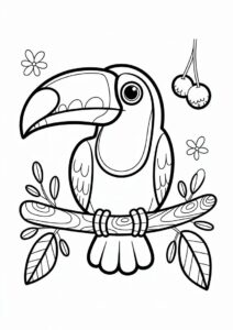 Toucan Coloring Page With Large Eyes For Preschoolers 3