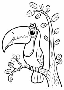 Toucan Coloring Page With Large Eyes For Preschoolers 4