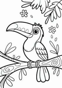 Toucan Coloring Page With Large Eyes For Preschoolers 5