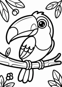 Toucan Coloring Page With Large Eyes For Preschoolers 6