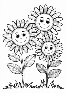 Two Smiling Sunflowers To Color In 7
