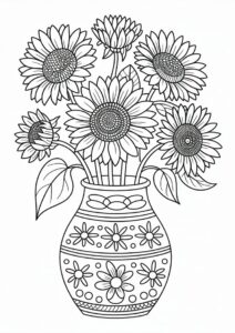 Vase Of Sunflowers For Coloring In 2