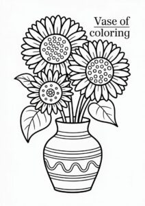 Vase Of Sunflowers For Coloring In 3