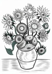Vincent Van Gogh Sunflowers Coloring Page 10
