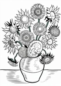 Vincent Van Gogh Sunflowers Coloring Page 2
