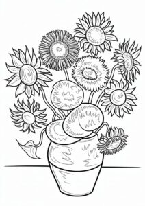 Vincent Van Gogh Sunflowers Coloring Page 3