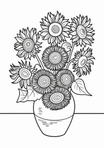 Vincent Van Gogh Sunflowers Coloring Page 4