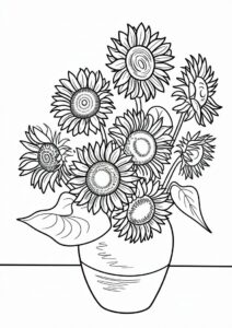 Vincent Van Gogh Sunflowers Coloring Page 5