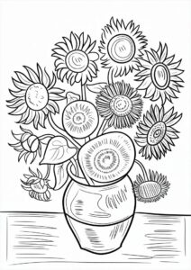 Vincent Van Gogh Sunflowers Coloring Page 7
