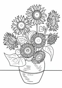 Vincent Van Gogh Sunflowers Coloring Page 8