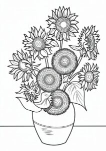 Vincent Van Gogh Sunflowers Coloring Page 9
